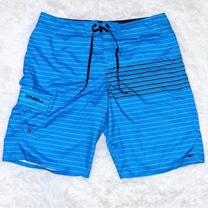 O’NEILL Men’s Blue Striped Swim Board Shorts 36